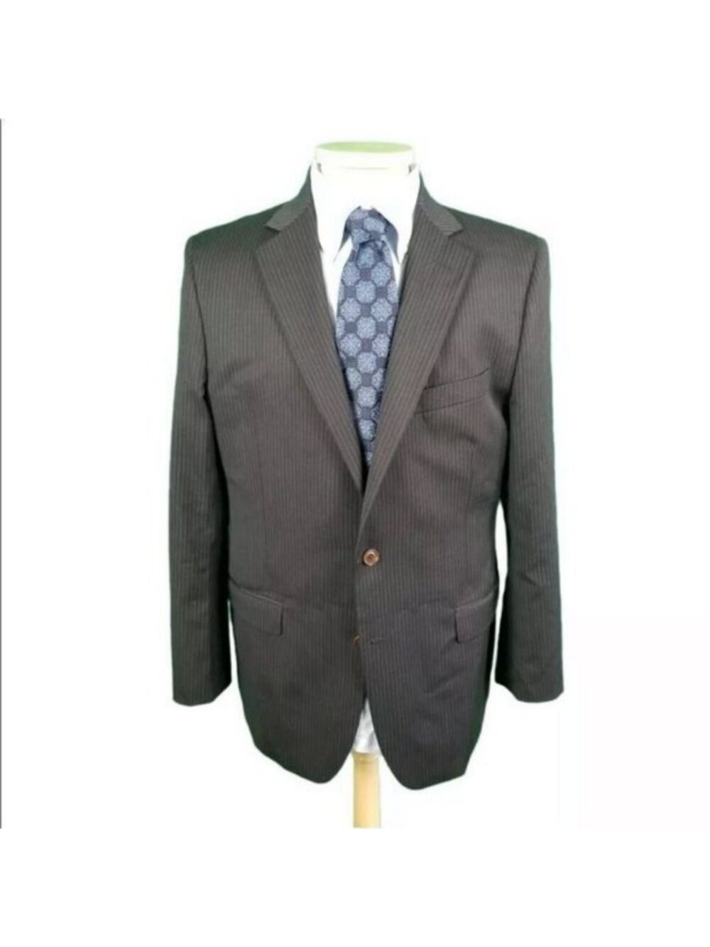 Brooks Brothers 42R Navy Stripe Suit Jacket 2 Button 1 Vent 100% Wool